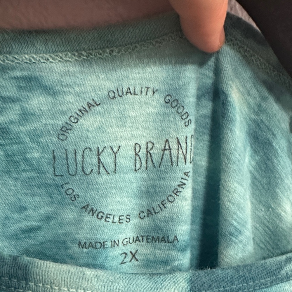 Lucky Brand Tie-Dye Long Sleeve Top - Teal and Aqua - Picture 2 of 7